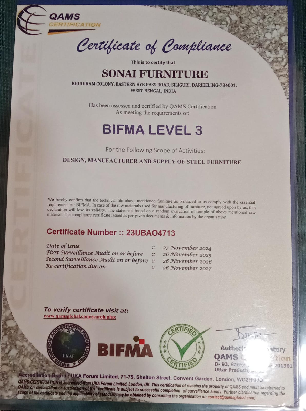 BIFMA Certification